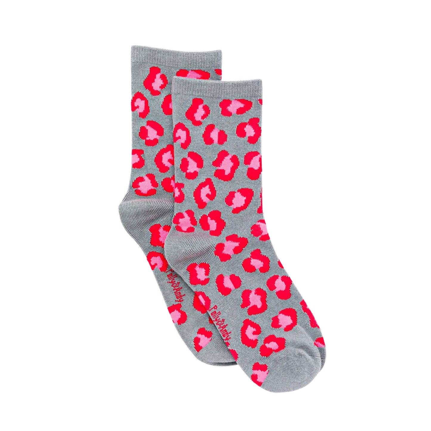 Pink & Red Leopard Bamboo Sock (seamless toe)