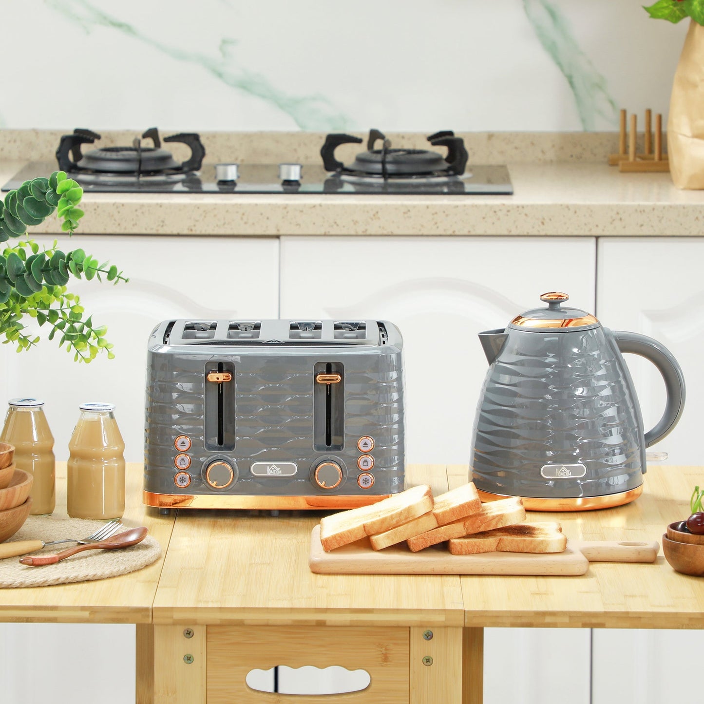 Breakfast Set: Kettle and Toaster- Grey