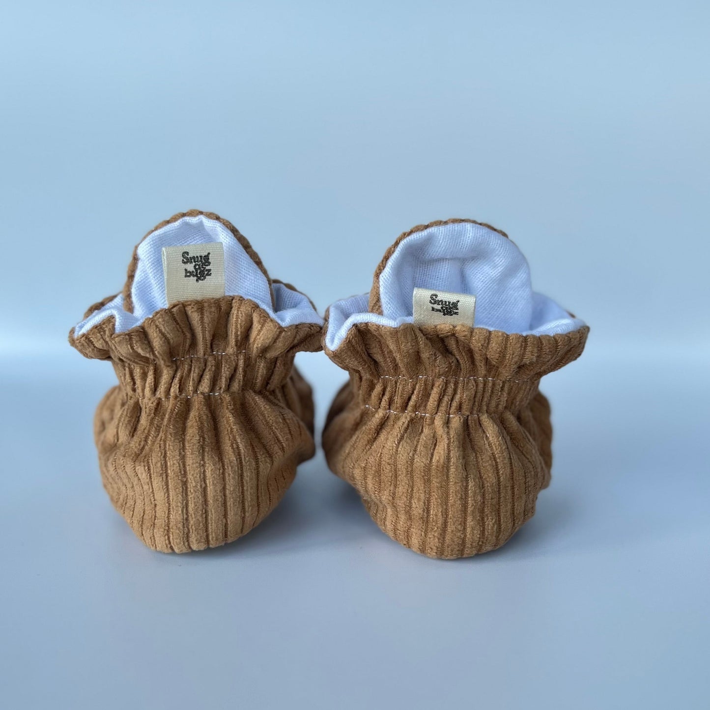 Tan Corduroy - Baby Booties That Stay-On With Non-Slip Soles | Snugabugz