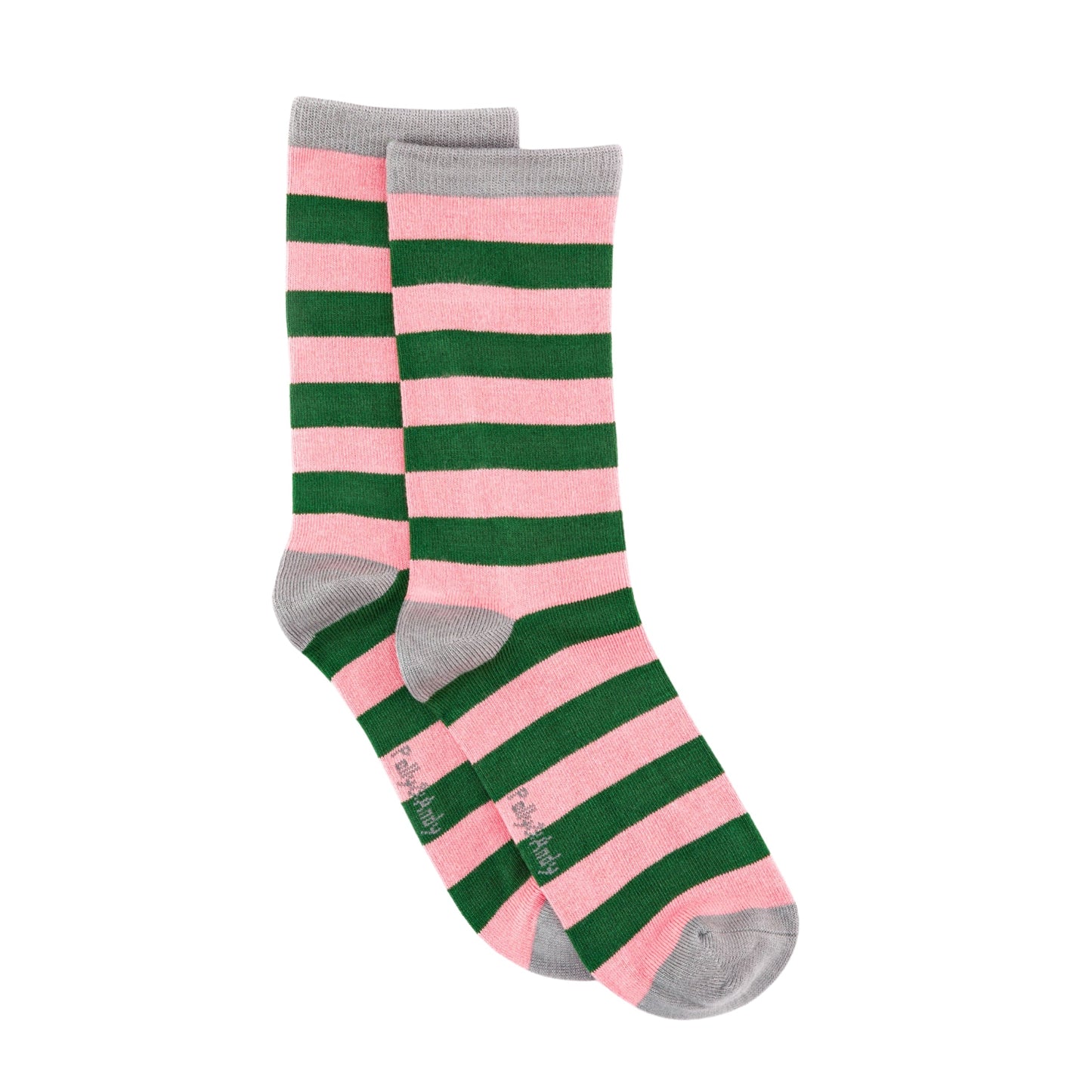 Pink & Green Stripe Bamboo Sock (seamless toe)