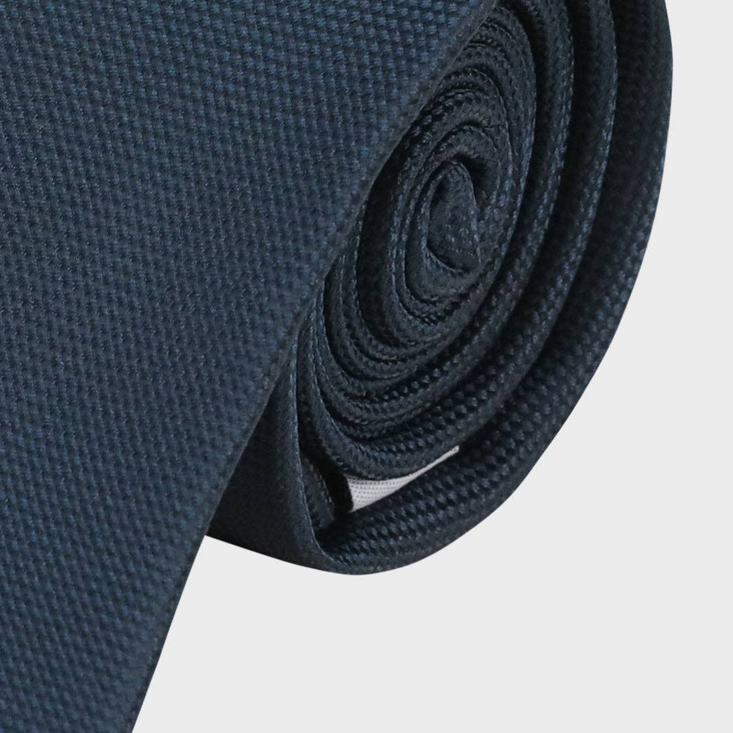 Plain Waffle Microfibre Tie: Navy