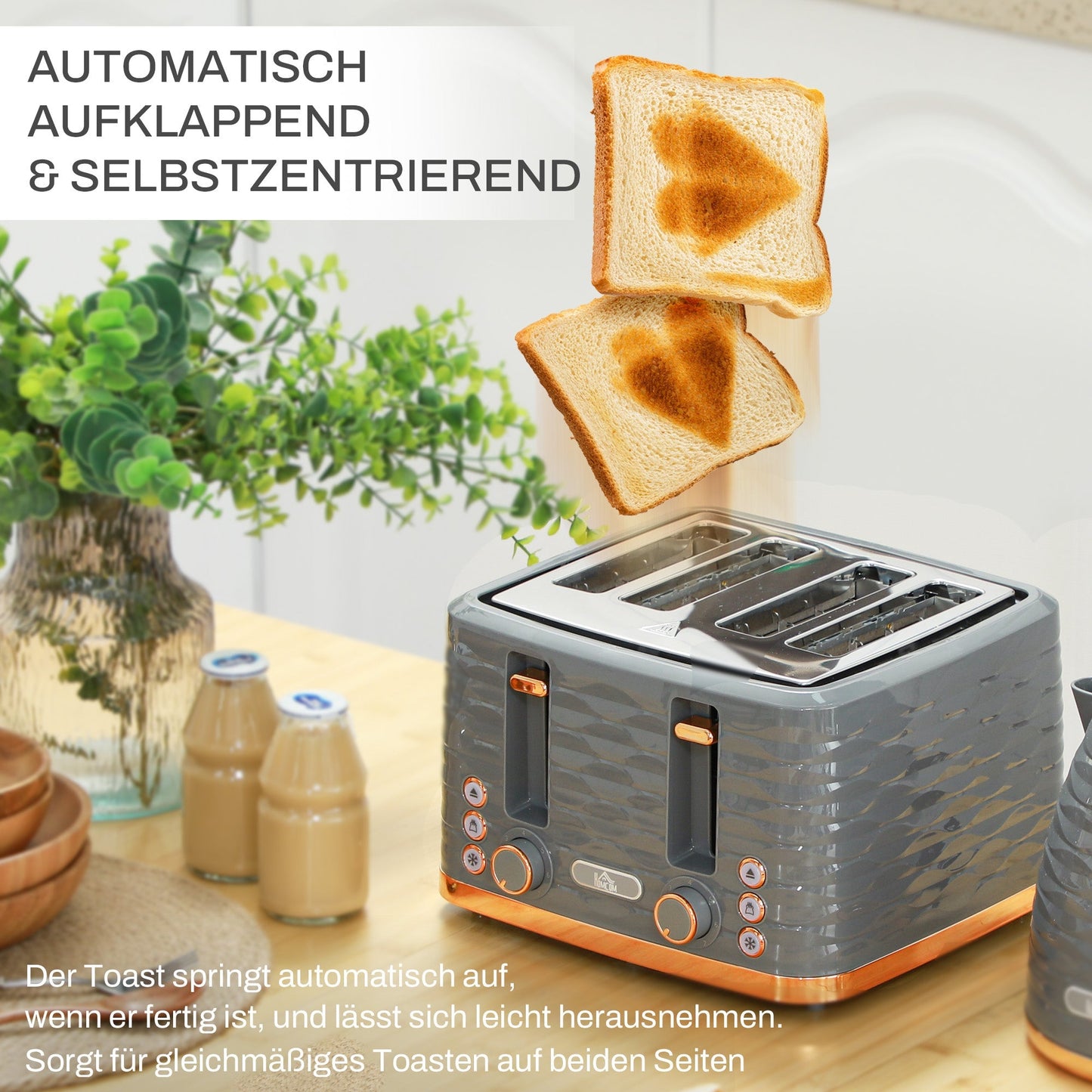 Breakfast Set: Kettle and Toaster-  Grey