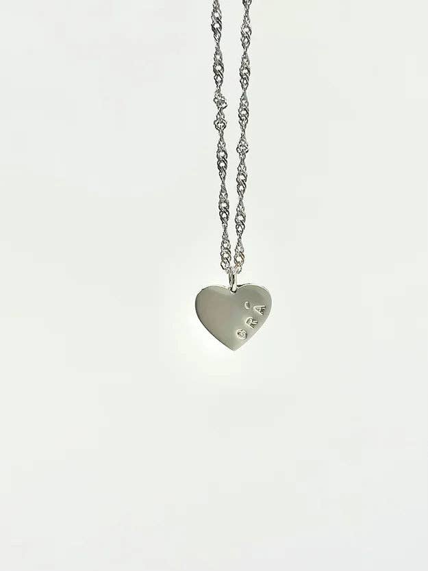 Grá Mini Heart Necklace: Cable Chain / Silver / Lower Case (Grá)