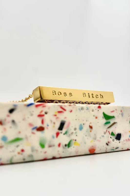 Boss Bitch Silver Bar Necklace:18 Inches