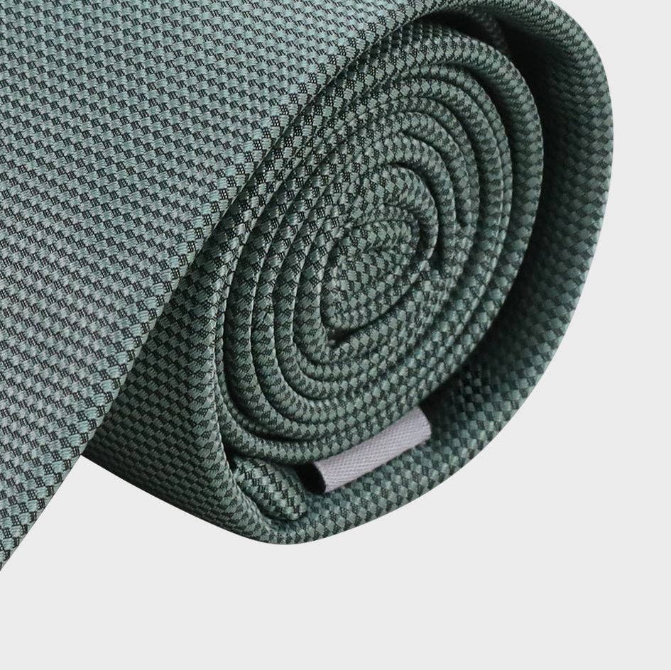 Plain Waffle Microfibre Tie: Green