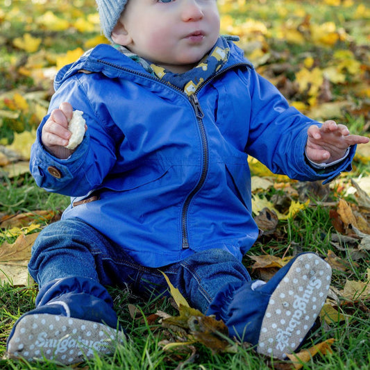Navy - Water Resistant Stay On Baby Booties With Non-Slip Soles | Snugabugz