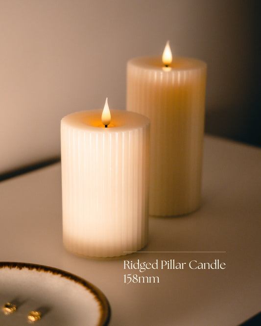 Ridged Pillar Candle 158mm Gift set