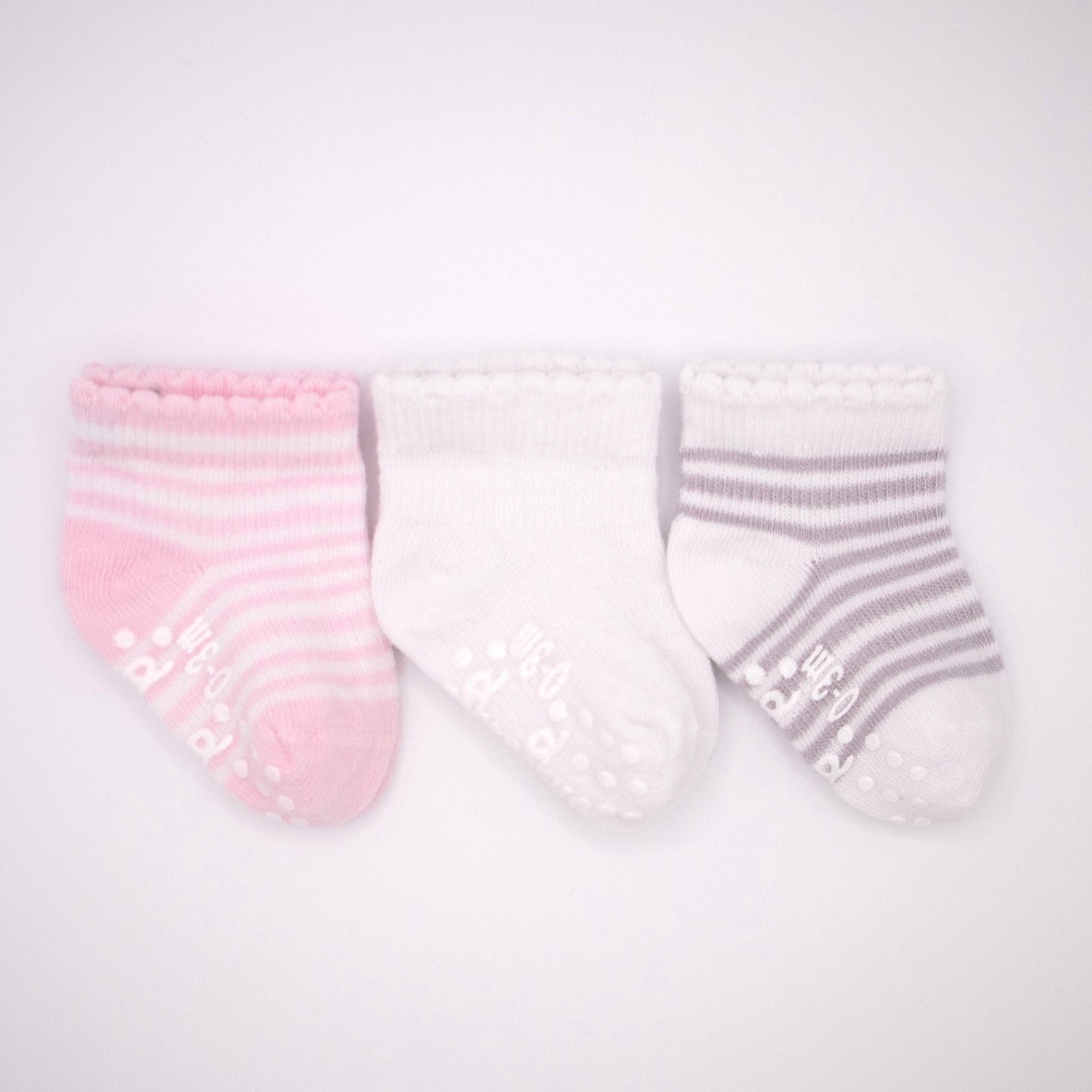 Snugabugz | Baby Socks That Stay On With Non-Slip Soles - Pink Mix 3 Pack