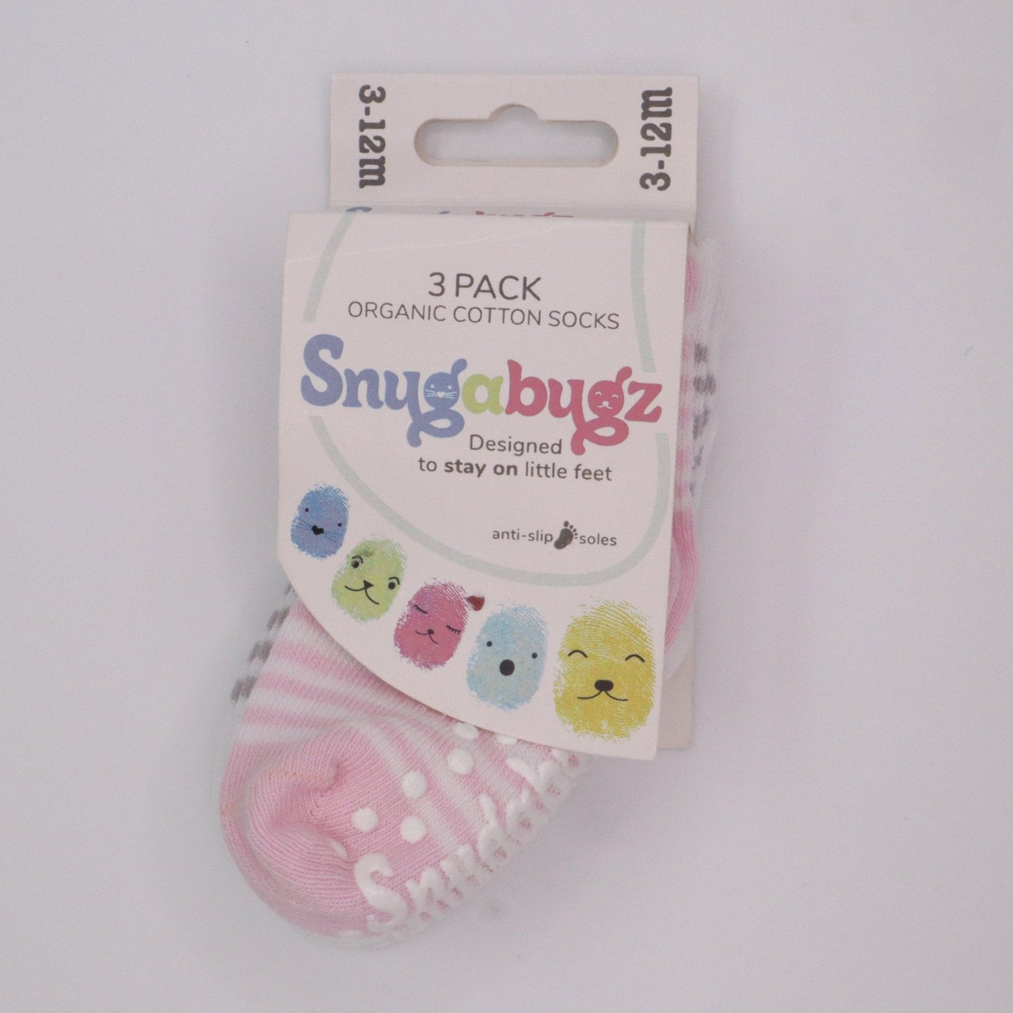 Snugabugz | Baby Socks That Stay On With Non-Slip Soles - Pink Mix 3 Pack