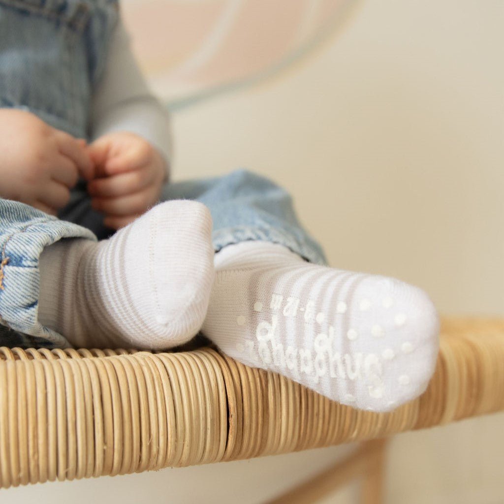 Snugabugz | Blue Mix Baby Socks That Stay On With Non-Slip Soles - 5 Pack Gift Box