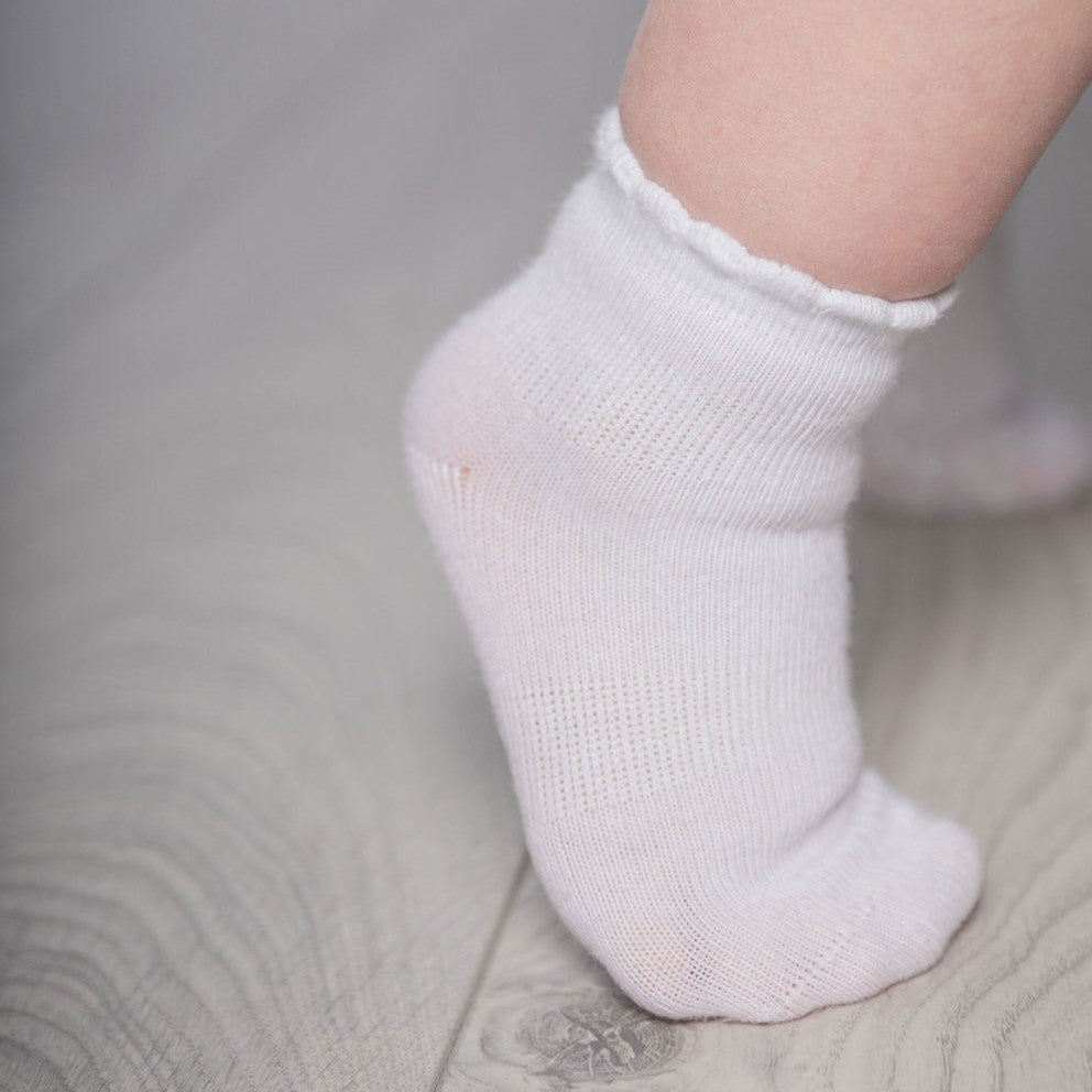 Snugabugz | Baby Socks That Stay On With Non-Slip Soles - White 3 Pack