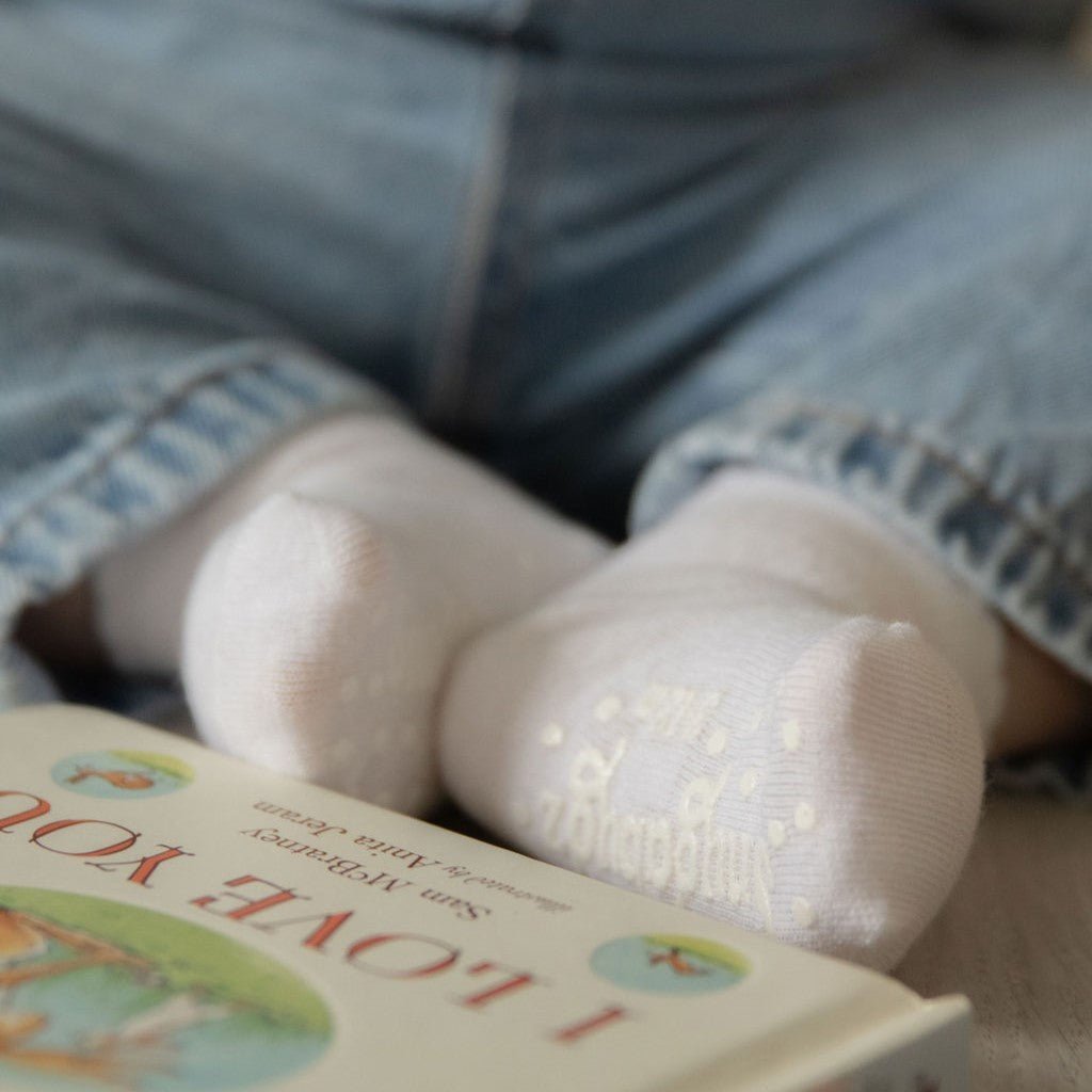 Snugabugz | Blue Mix Baby Socks That Stay On With Non-Slip Soles - 5 Pack Gift Box