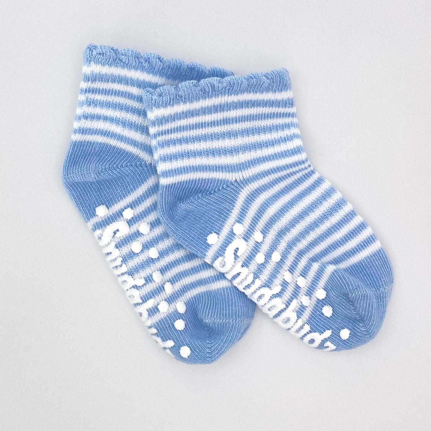 Snugabugz | Baby Socks That Stay On With Non-Slip Soles - Blue Stripe 3 Pack