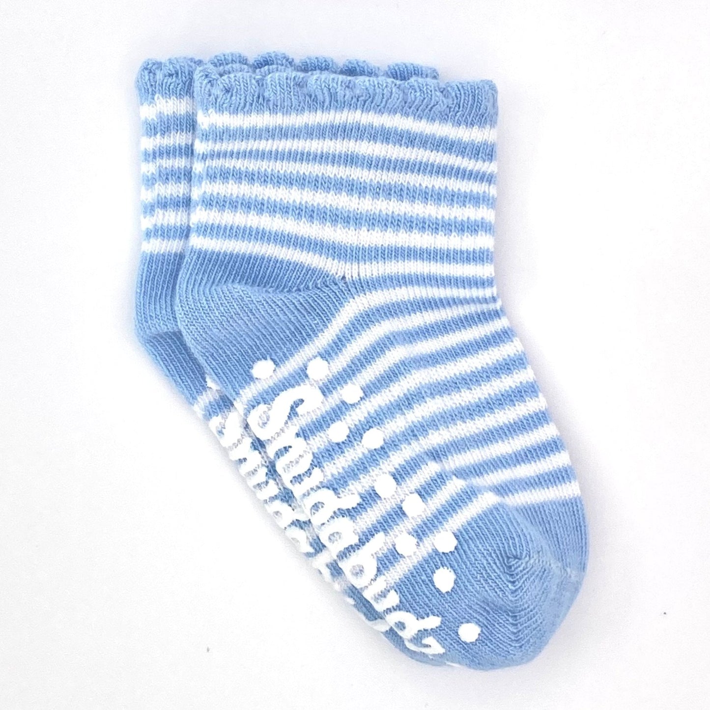 Snugabugz | Baby Socks That Stay On With Non-Slip Soles - Blue Stripe 3 Pack