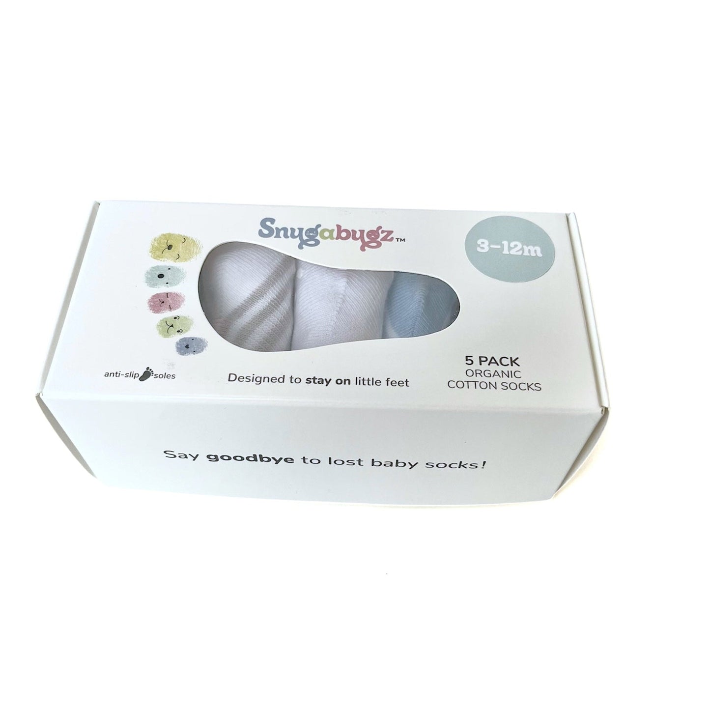 Snugabugz | Blue Mix Baby Socks That Stay On With Non-Slip Soles - 5 Pack Gift Box