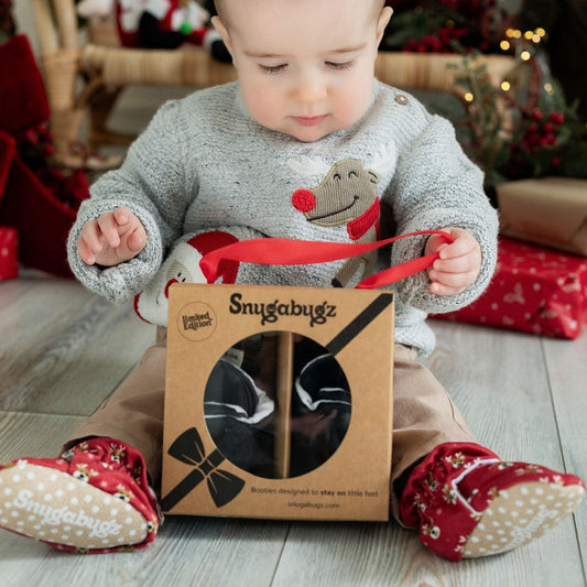 Christmas Stay On Baby Booties With Non-Slip Soles | Snugabugz