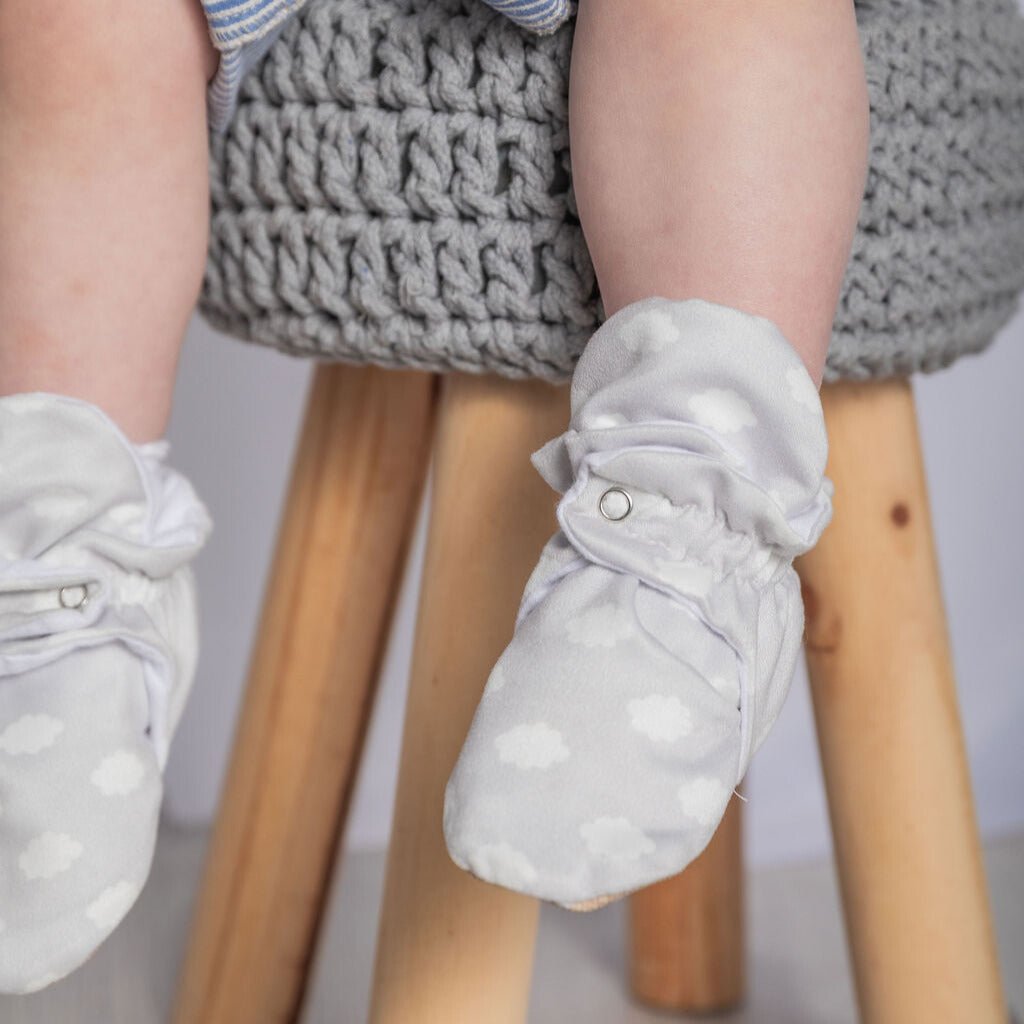 Grey Neutral - Stay On Baby Booties With Non-Slip Soles | Snugabugz