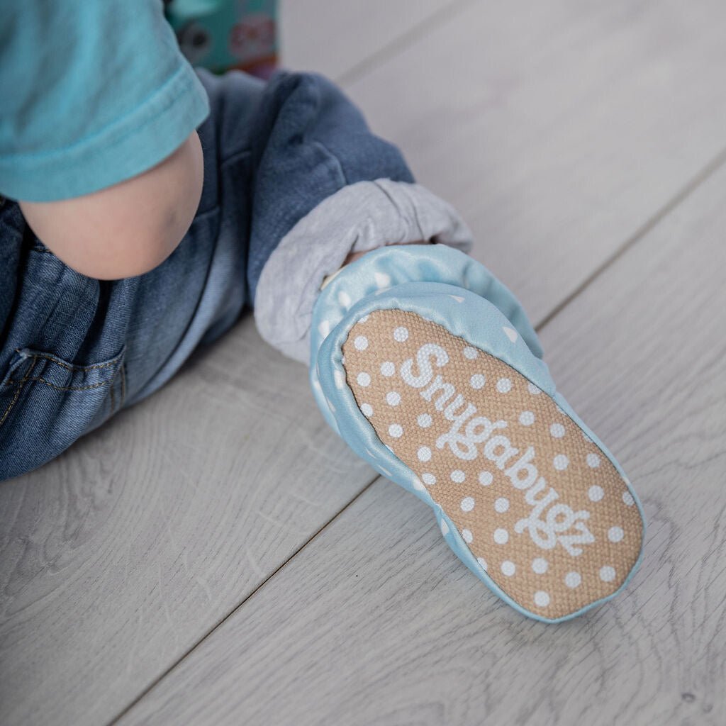 Blue - Stay On Baby Booties With Non-Slip Soles | Snugabugz