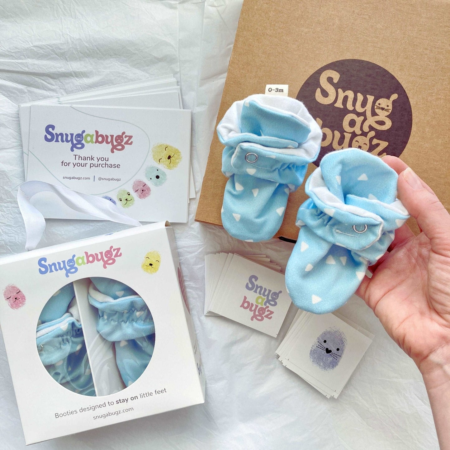 Blue - Stay On Baby Booties With Non-Slip Soles | Snugabugz