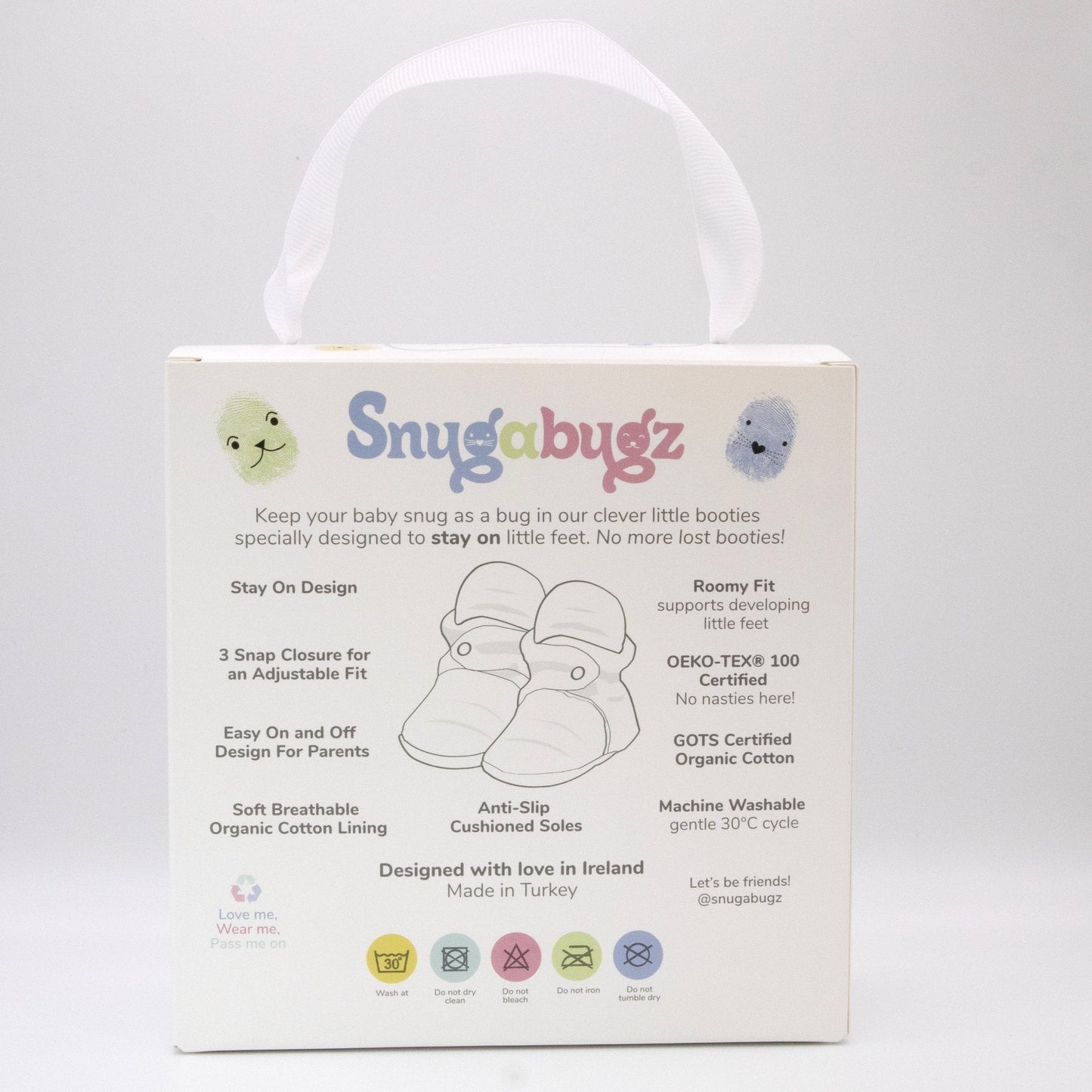 Blue - Stay On Baby Booties With Non-Slip Soles | Snugabugz