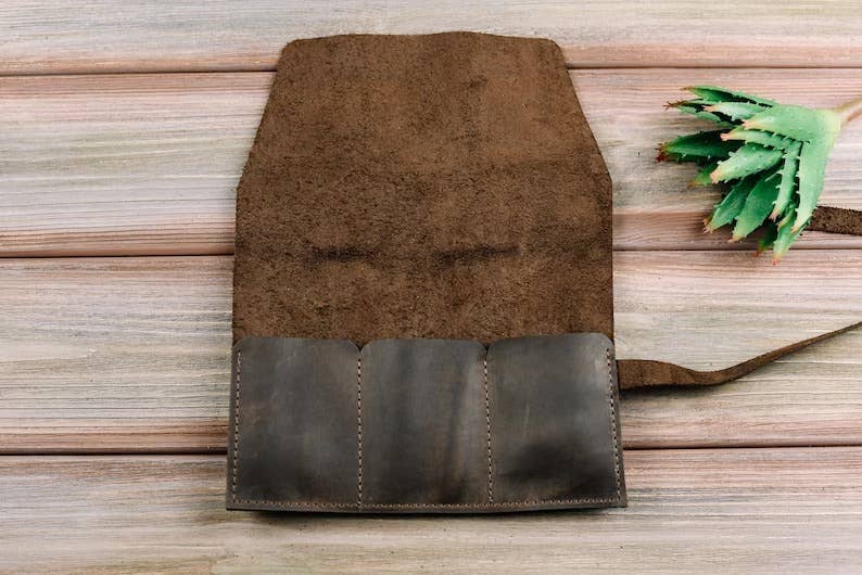 Leather Watch Roll Case: Cognac / 3 watches