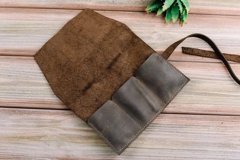 Leather Watch Roll Case: Cognac / 3 watches